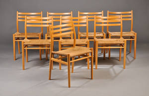 Dansk møbelproducent. Otte spisestole. 8