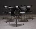 Arne Jacobsen 1901 - 1971. Seks stole Mågen model 3108, sortlakeret 6