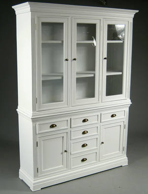 Vitrineskab af hvidmalet træ, 2-delt 2