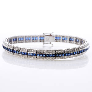 Armband 14 k vitguld safirer diamanter