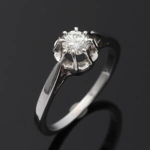 Solitaire ring, 14 kt hvidguld