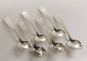 Et sæt på 6 senempire spiseskeer. Norge. 6