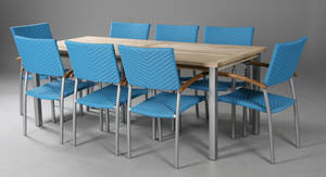 Havemøbelsæt i polyratanteaktræ, turkis 9