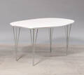 Piet Hein  Bruno Mathsson. Super Ellipse spisebord med plade af grå laminat