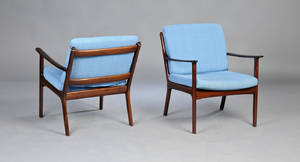 Ole Wanscher 1903-1985. To hvilestole af mahogni. 2