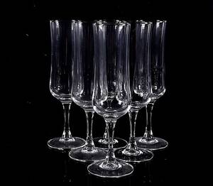 CHAMPAGNEGLAS, 6 st, glas, 1900-tal.