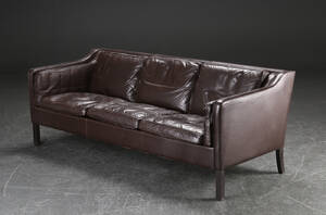 Tre-pers. sofa, læder, dansk møbelproducent