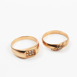 Ringar 2 st 14 k guld diamanter