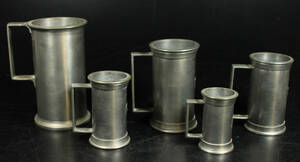 Måttbägare, 5 st, tenn, 18001900-tal 5