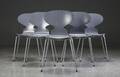 Arne Jacobsen. Sæt på seks stole, Myren, model 3101 6 