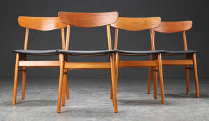 Fire spisestole, teak og bøg, 1960erne 4