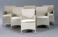 Seks råhvide havestolearmstole, polyrattan 6