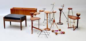 Samling småmøbler i teak mm