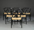 Hans J. Wegner. Seks sortlakerede Y-stole, model CH 24. 6