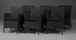 Havemøbler. Seks havestole, Sort polyrattan 6