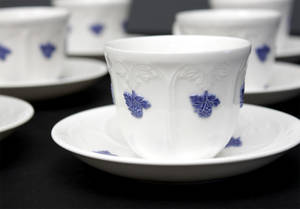 Gustavsberg, kaffekoppar med fat  Blå Blom1212