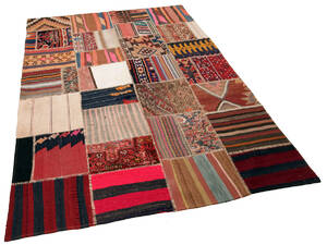 Handknuten persisk matta, patchwork 221 x 170 cm