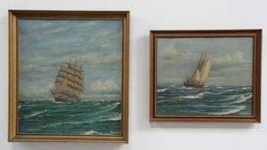 C. Frederiksen, 1900-tallet. Par marinemalerier.