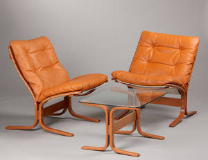 To lavryggede hvilestole samt sofabord 3