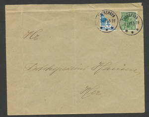 Færøerne 1919 halveret 4 øre på brev.