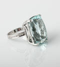 Stor Cocktail aquamarin- og brillantring, på ca. 30.39 ct