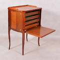 BESTICKSCHATULL, mahogny med intarsia, 1900-tal.