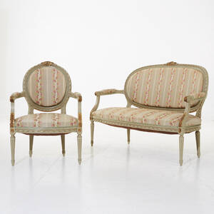 Soffa och fåtölj i Louis XVI-stil