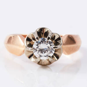 Ring 14 k rödvitguld diamant
