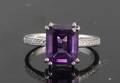 Ring with  amethyst diamonds 0.15ct 