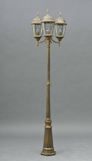 Høj udendørs trearmet gadelamp, bronze 1