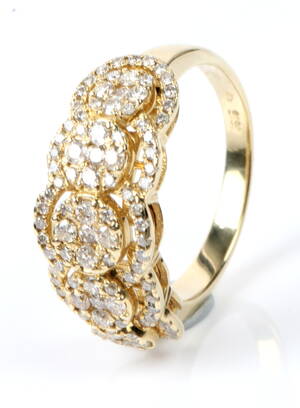 Stor Brillantring, 14 kt guld, 1.05 ct.