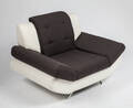 Sessel  Loungesessel, Stoff und weißes Leder 
