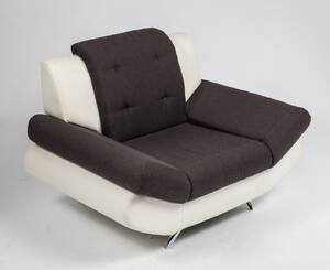 Sessel  Loungesessel, Stoff und weißes Leder 