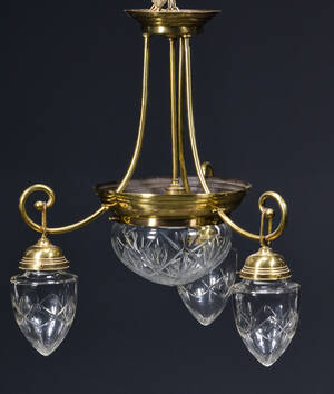 Loftpendel med glaskupler, messing, 1900-tallet