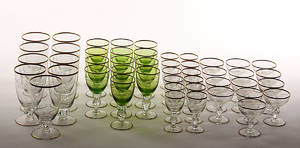 Lyngby Glasbesætning Mågeglas m. gylden kant, 47 stk. 47