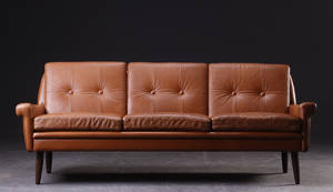 Dansk Møbelproducent. Trepers. sofa, læder