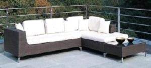 Modulsofa med chaiselong i sort polyrattan