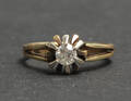 Vintage brillantring af 14 kt. guld og hvidguld, brillant ca. 0.35 ct