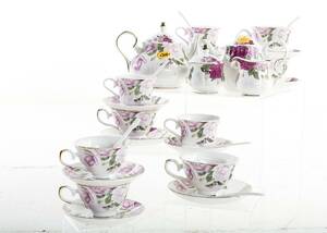 SERVIS, med blomdekor ca 20 delar