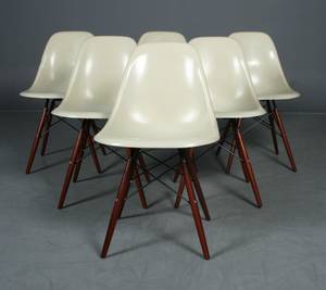 Charles eames 1907-1978 Sæt på seks skalstole, model DSW 6