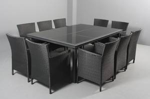 Havemøbelsæt. Ti stole samt bord med plade i poleret granit. 11