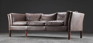 Tre-pers. sofa, læder, dansk møbelproducent