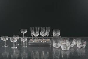 INGEBORG LUNDIN, del av glasservis, ElisabethFestival, Orrefors, 3 strl, 18 delar