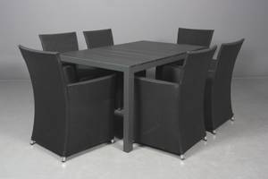 Havebord samt seks stole udført i lakeret aluminiumsort texlinie. 7