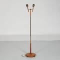 GOLVLAMPA teak samt mässing, 1960-tal
