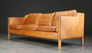 Stouby. Tre-pers. sofa, læder 