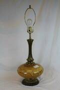 BORDSLAMPA -PORSLIN O MÄSSING, H  82 CM 