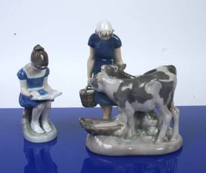 BGLyngby 2 porcelæns figurer, 1 sort. 2