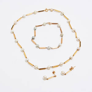 Collier armband örhängen 1 par 18 k guld 