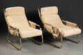 Paar Lounge Chairs, goldfarbene Konstruktion mit Polstern 2 Diese Ware steht erneut zur Auktion unter der Warennummer 4591747